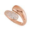 14k rose gold bypass ring with pave diamonds