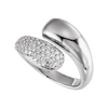 14k white gold bypass ring with pave diamonds