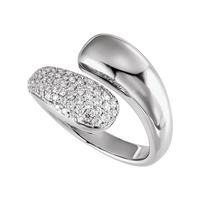 14k white gold bypass ring with pave diamonds