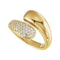 14k gold bypass ring with pave diamonds