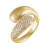 14k gold bypass ring with pave diamonds