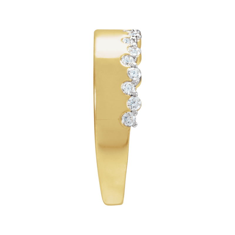 14k gold diamond cigar band ring