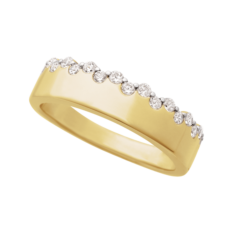 14k gold diamond cigar band ring