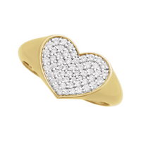 14k gold pave diamond heart ring